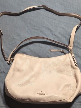 kate spade Pebbled Leather Shoulder Bag in Light Beige/Cream